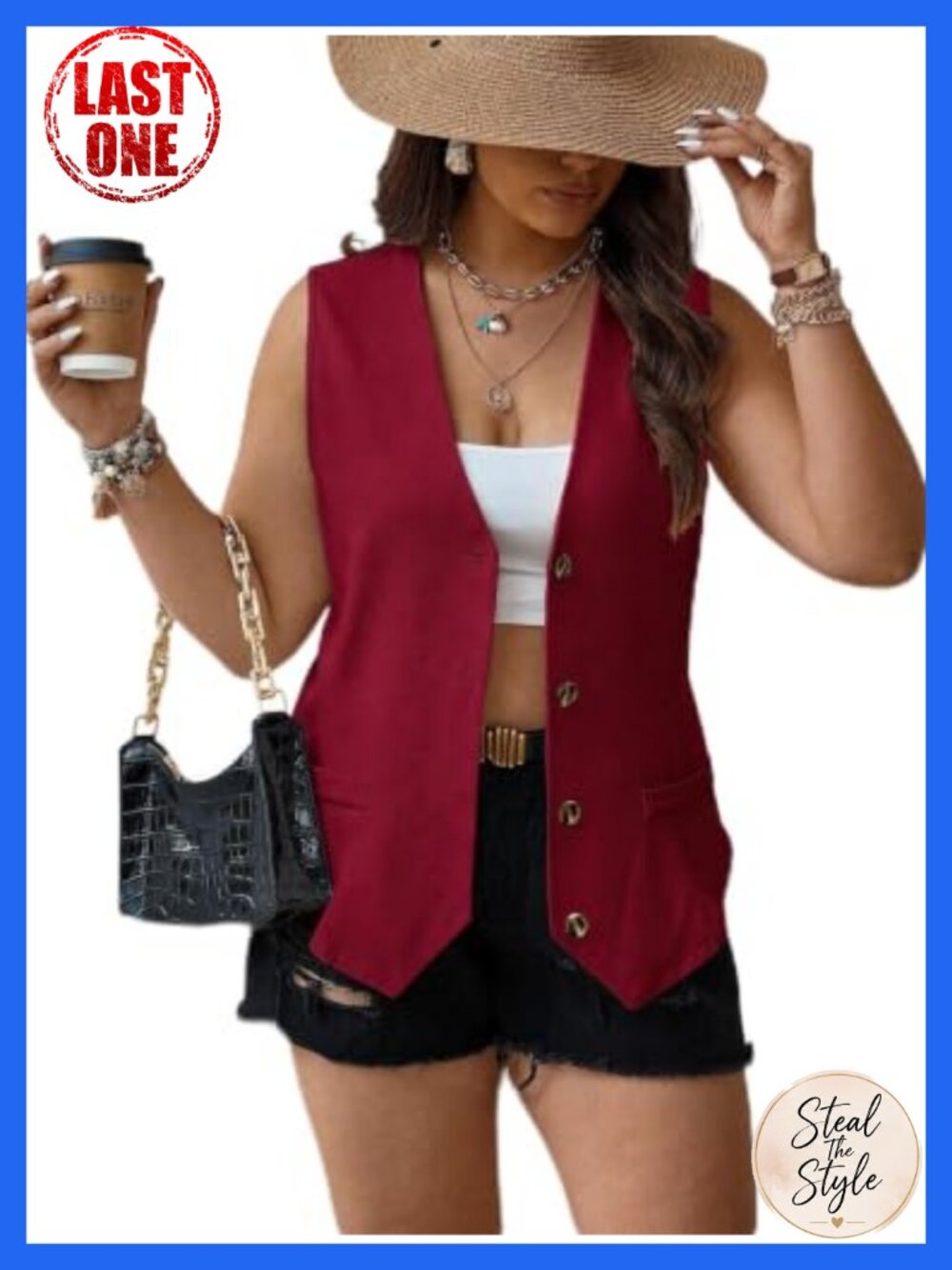 Plus Size Sleeveless Button Front Vest Top Western Cowgirl Concert Outfit